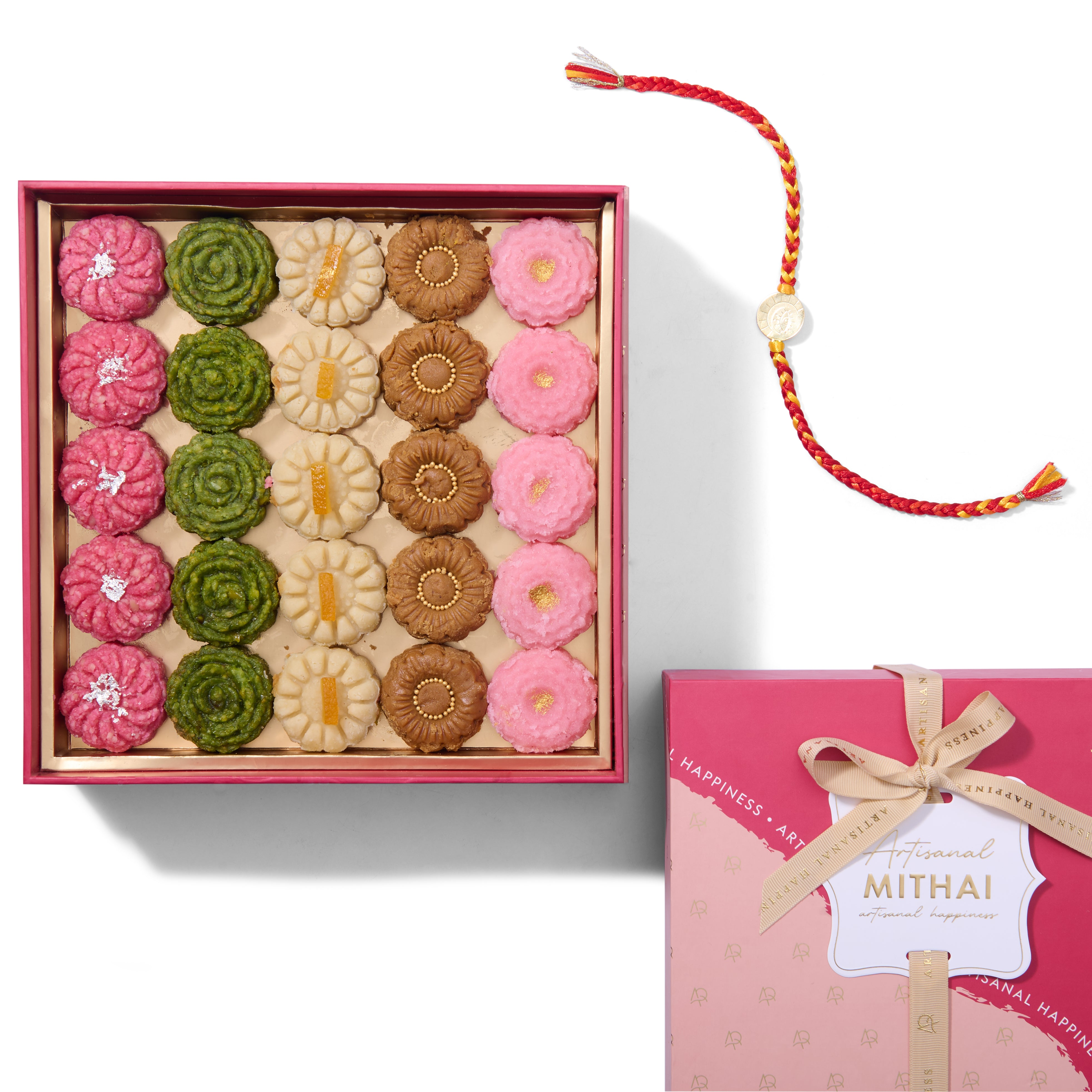 Trunk 25pc Assorted Floral Mithais with Rakhi