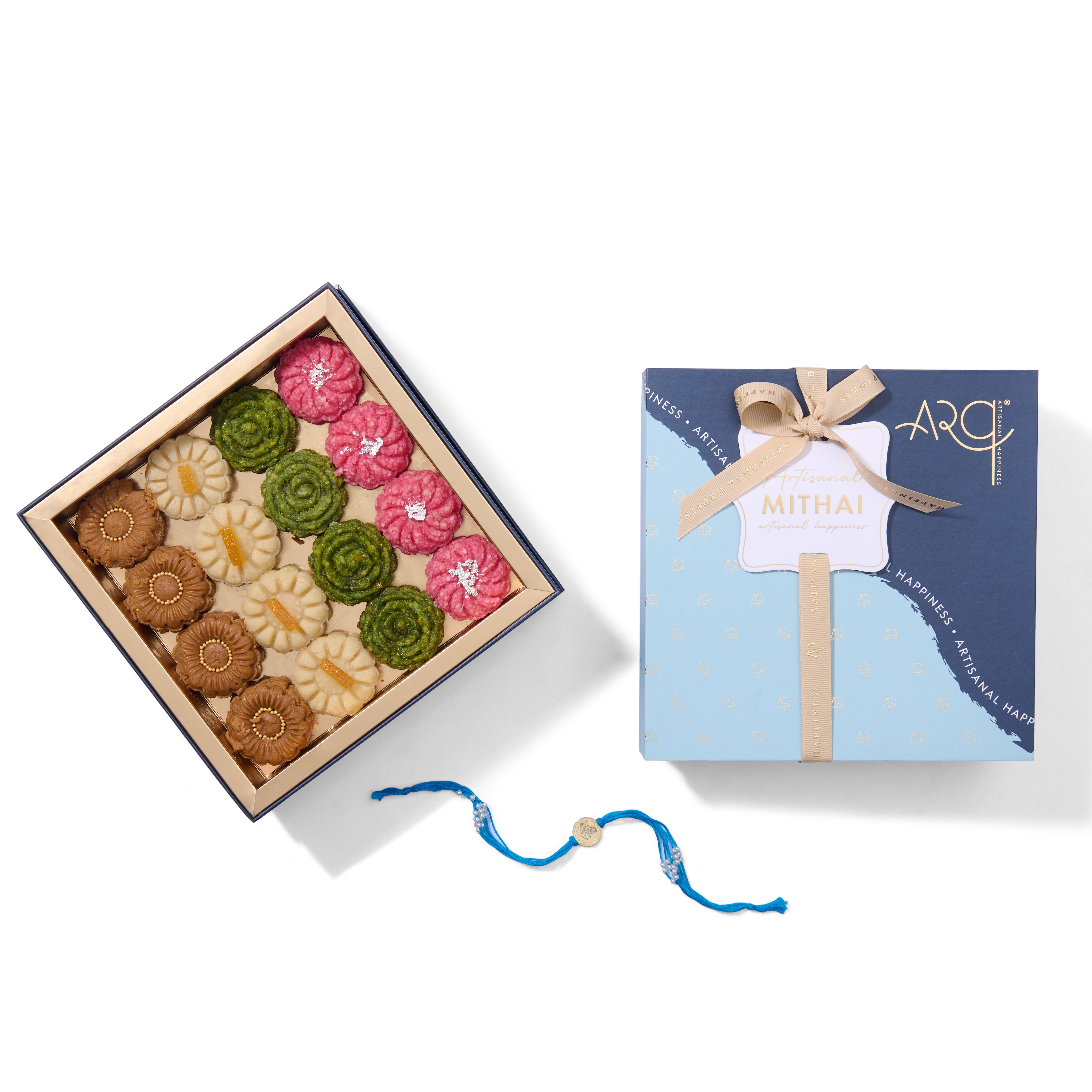 Sweet 16pc Assorted Floral Mithais with Rakhi