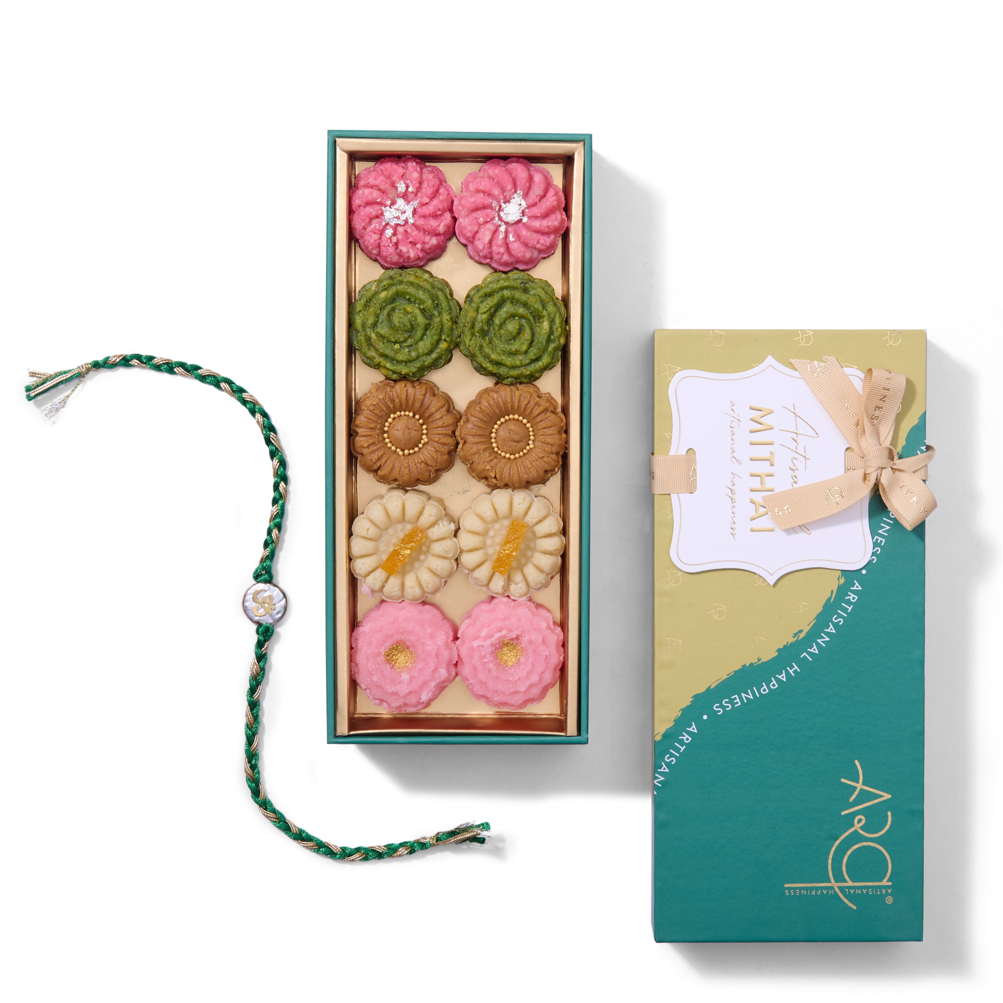 Tenner 10pc Assorted Floral Mithais with Rakhi