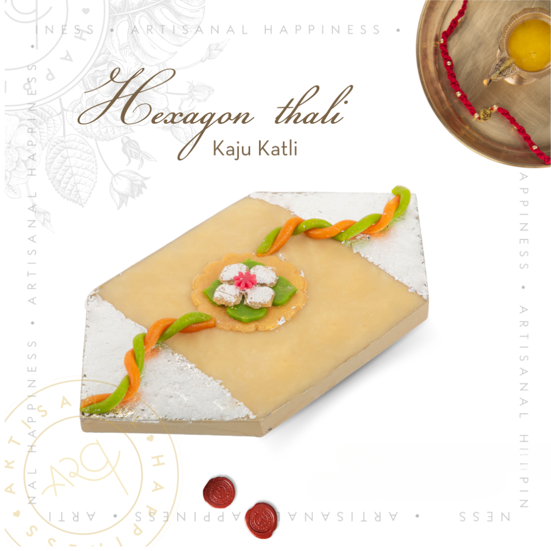 Hexagon Thali - Kaju Katli