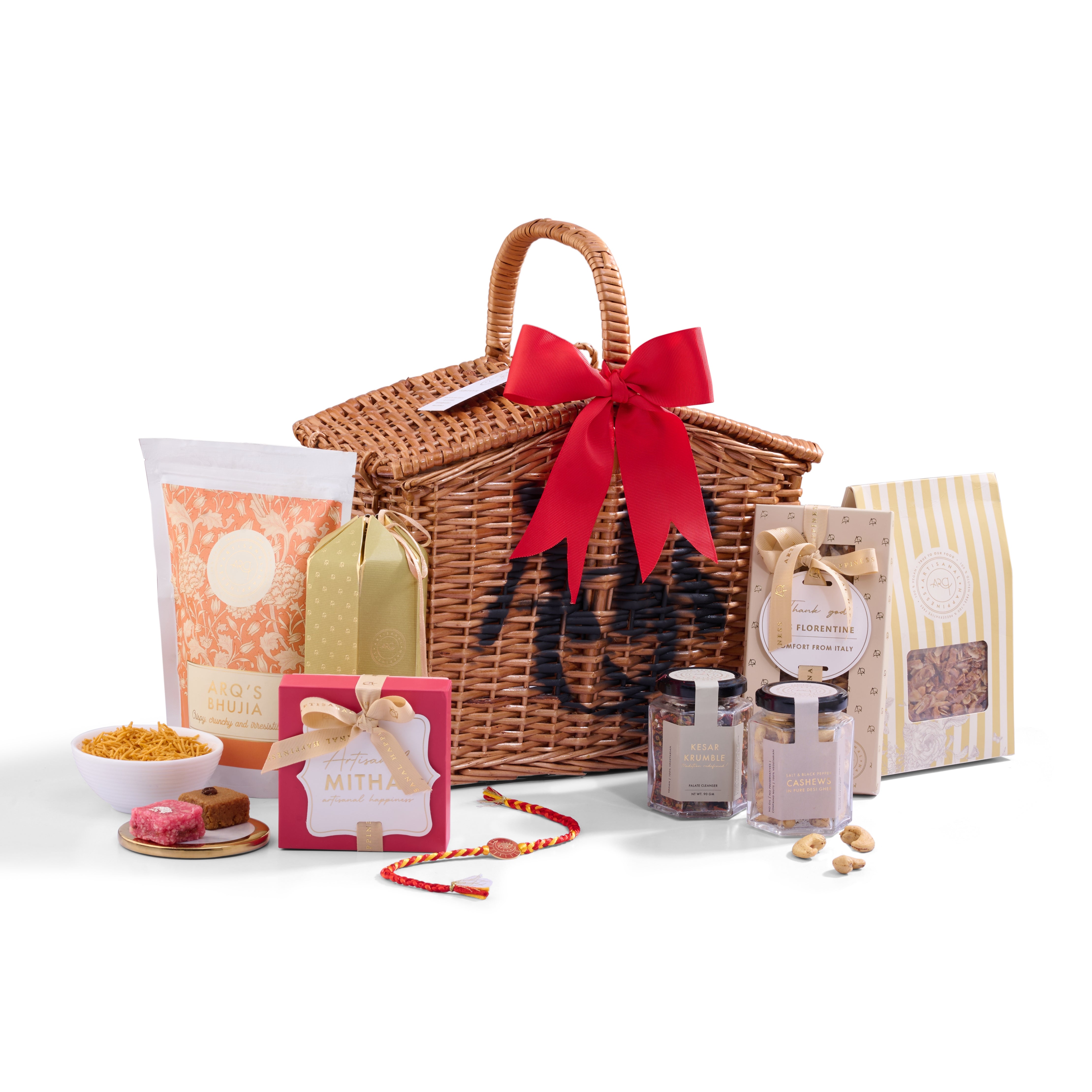 Small Wicker Basket with Rakhi